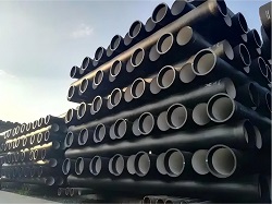 Stacked ductile iron pipes for water supply and municipal engineering projects