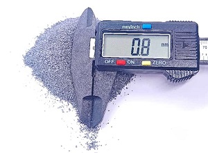 ferro silicon inoculant silicon content 75% min,size 0.2-0.8mm particle with ruler for size reference