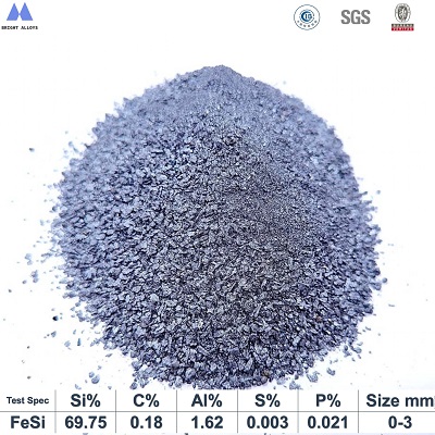 Ferro silicon powder 68% 0-3mm particle appearance showing fine powder texture, dark gray color and metallic sheen