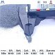 ferro silicon barium mold powder with barium content 2-3% size 0-0.3mm particle with ruler for size reference and chemical specifications table, top-down view angle 2