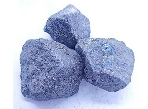 High carbon silicon grade 6515 (C65% Si15%) lump appearance showing metallic luster, dark gray to black color