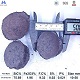 Silicon carbide briquette 75 diameter measurement with ruler showing width dimension, typical pillow-shaped briquette, with chemical composition specifications table below