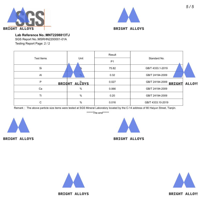 Ferrosilicon Third party inspection on bright alloys ferrosilicon chmistry analysis